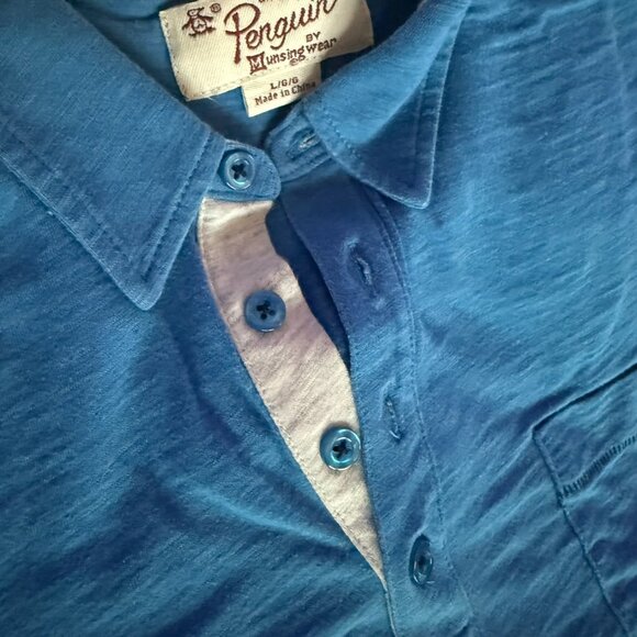 Penguin Men's Blue Polo, Large Slim - Picture 3 of 4